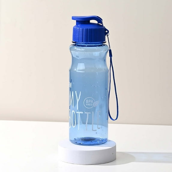 Plyzle Portable Water Bottle - BPA-Free Plastic with Flip-Top Lid & Lanyard, 8.6in Compact Size, for Daily Hydration, Outdoor & Office, Assorted Colors