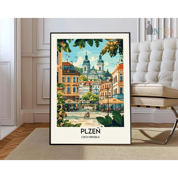 Plzen Czech Republic City Map Wall Art Travel Decor Photo Print, Unframed Paper Poster 8x10in