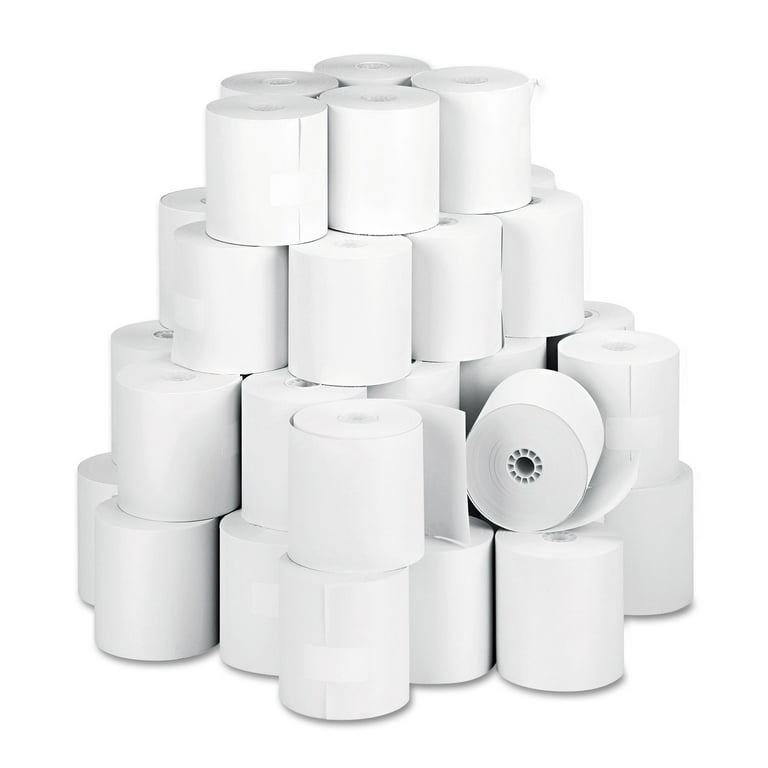3 x 150' White 1-Ply Bond Paper Rolls (50 Rolls) 