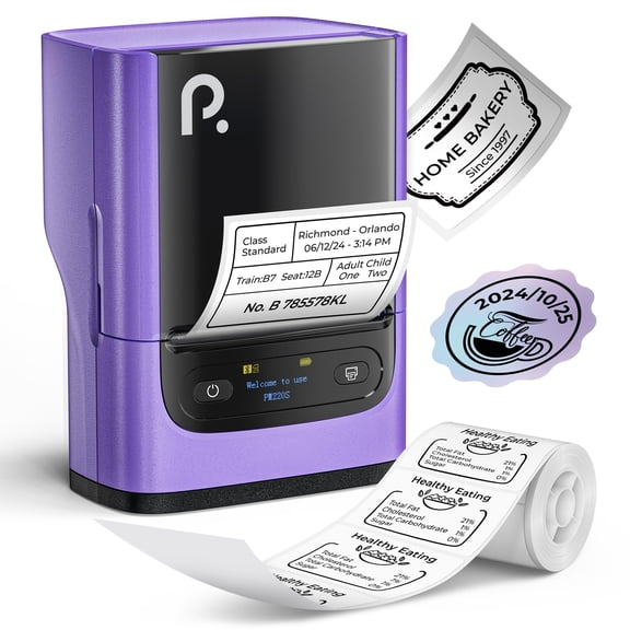 Pm220s Label Maker Machine With Tape 2 Inch Bluethooth Portable Thermal Printer For Small Business Office Home Address Logo Sticker Phone/tablet/pc Purple