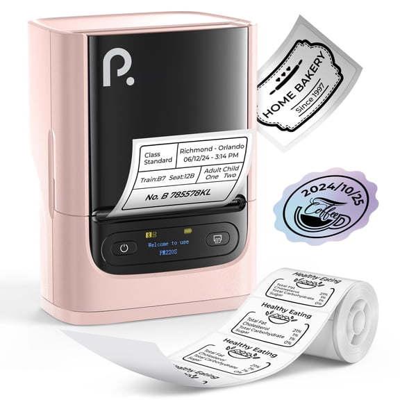 Pm220s Label Maker Machine With Tape 2 Inch Thermal Printer Portable Sticker For School Office Home Business 2'' X1.18'' Labels Pink