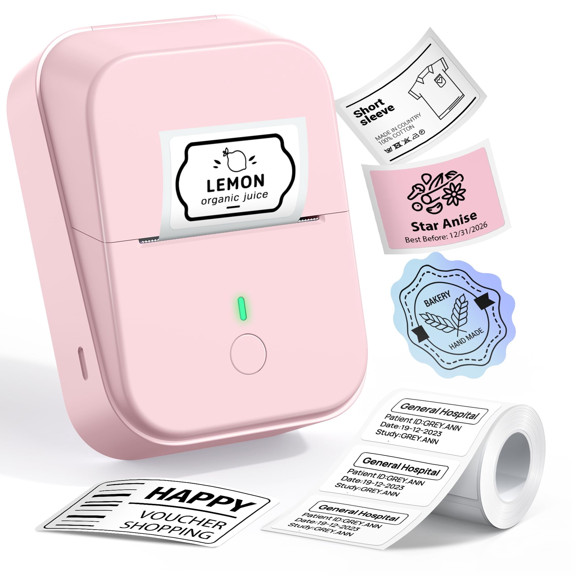 Pm260 Label Maker Machine  2 Inch Printer Inkless Portable Labeler With Smart Ai App For Home Kitchen School Office Organization Pink
