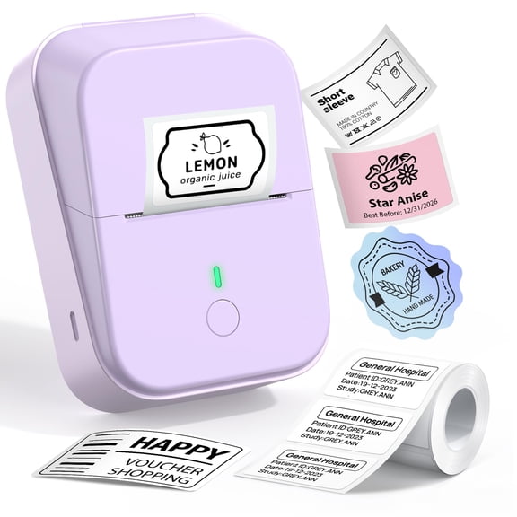 Pm260 Label Maker Machine With Tape  2 Inch Printer Inkless Portable For Home Kitchen School Office Organization Purple