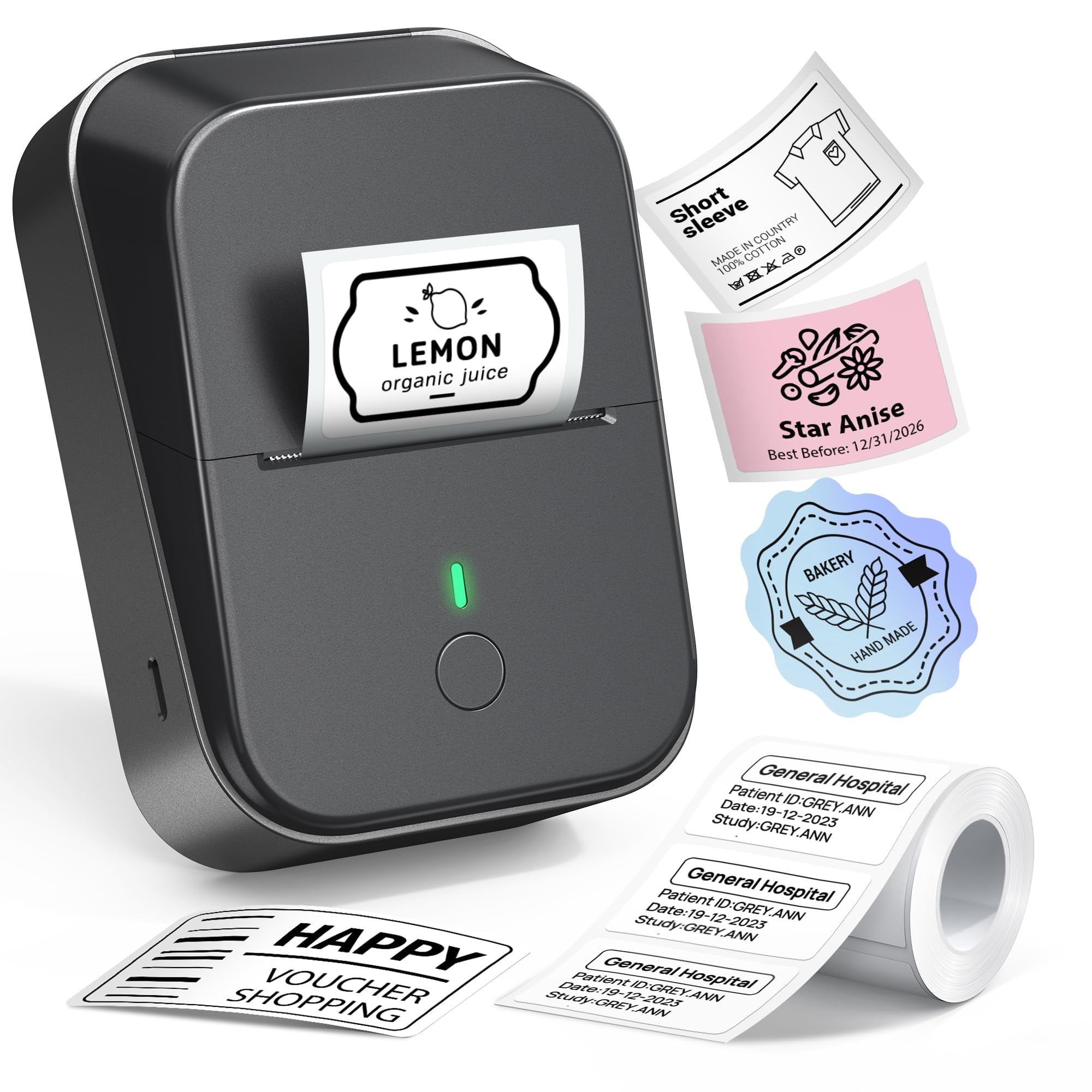 Pm260 Label Maker Machine With Tape  2 Inch Printer Inkless Portable Smart Ai App For Home Kitchen School Office Organization Black