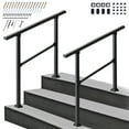 thumbnail image 1 of Pmango 2 Pack Carbon Steel Handrail for Outdoor 3 Steps, 40.6" L x 39" H, Upgraded Exterior Decking Railing for Porch, Deck, Easy to Install for Concrete/Brick/Wood, Screw Kit Included, 1 of 8