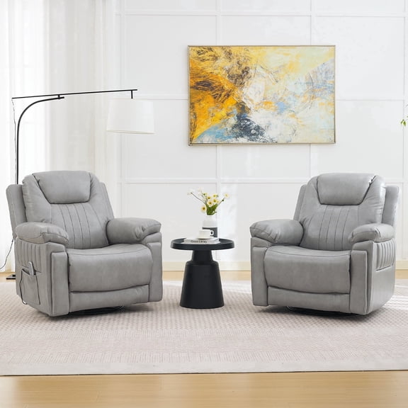 Pmango 2 Pack Electric Automatic Rocking Recliner Chair for Adults with 3 Speeds, Wired Remote Control, Power Auto Rocking Recliner, 5-15 Minutes Rocking Timer Function, for Living Room/Nursery, Gray