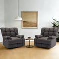 thumbnail image 1 of Pmango 2 Pack Pet-friendly Leather Recliner Chair Oversized, XXL Extra Wide Swivel Rocking Recliner, Nursery Single Sofa for Living Room, Electric Reclining, USB & Type-C Port, Chocolate Brown, 1 of 9