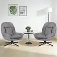 thumbnail image 1 of Pmango 360°Free Swivel Accent Chair Set of 2 for Living Room, Slightly 20°Rocking, 24" High Backrest Upholstered Armchair, Ergonomic Design, Chenille Breathable Soft Fabric Modern Single Sofa, Gray, 1 of 9