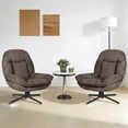 thumbnail image 1 of Pmango 360°Free Swivel Accent Chair Set of 2 for Living Room, Slightly 20°Rocking, 24" High Backrest Upholstered Armchair, Ergonomic Design, Chenille Breathable Soft Fabric Modern Single Sofa, Brown, 1 of 9
