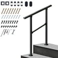 thumbnail image 1 of Pmango Carbon Steel Handrail for Outdoor 2 Steps, 27" L x 39" H, Upgraded Exterior Decking Railing for Porch, Deck, Easy to Install for Concrete/Brick/Wood, Screw Kit Included #LYFS02BK-US, 1 of 9