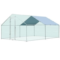 Pmango Large Metal Chicken Coop for 20-25 Chickens, Walk-in Chicken Run, Chicken Pen Outdoor W/Cover, Waterproof & Anti-UV, 13.1' D x 9.8' W x 6.4' H, Wire Mesh Poultry Cage for Yard #LYJL04JD-US