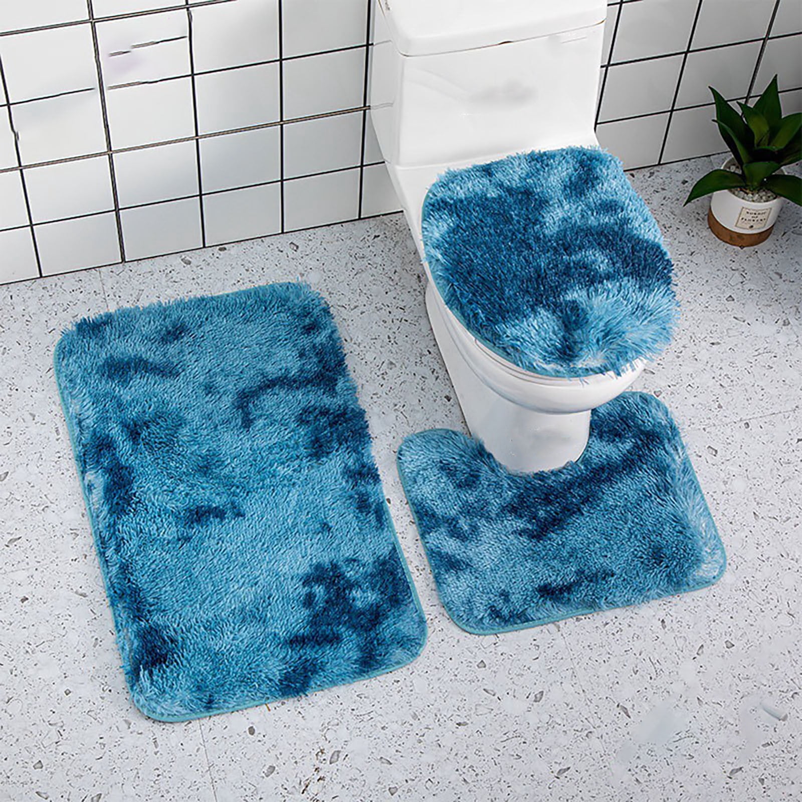 Pmars 3 PC Embroidery Design Bathroom Bath Mat Set Includes toilet ...