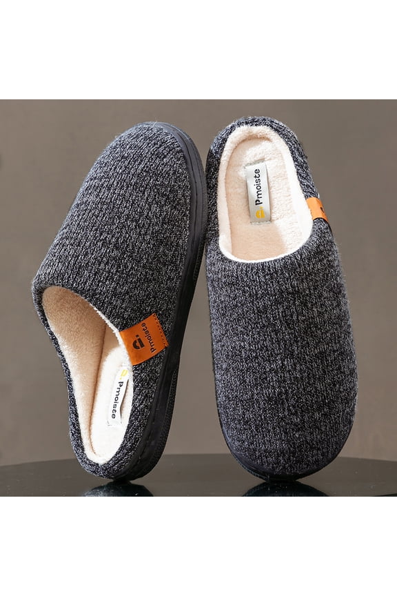 Fuzzy Men's House Slippers Memory Foam Non Slip Comfort Soft Warm Plush Male Winter Slipper