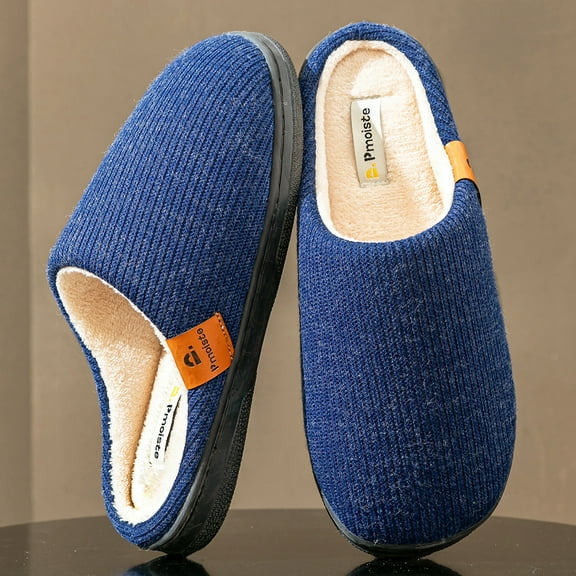 Pmoiste Fuzzy Men's House Slippers Memory Foam Non Slip Comfort Soft Warm Plush Male Winter Slipper