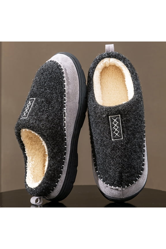 Moccasin Slippers for Men Fuzzy Comfy Memory Foam Non Slip Warm Winter House Slipper