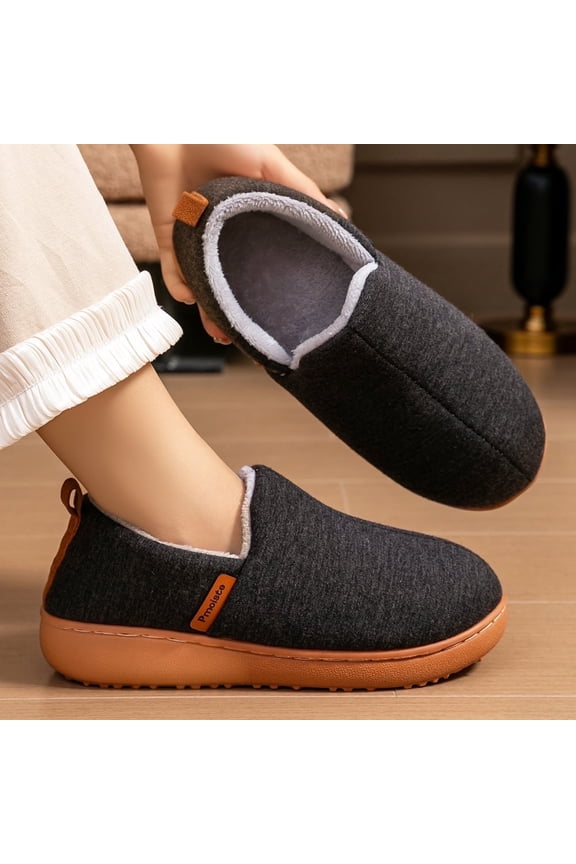 Women's Memory Foam House slippers Closed Back Comfy Warm Plush Winter Wedge Slipper