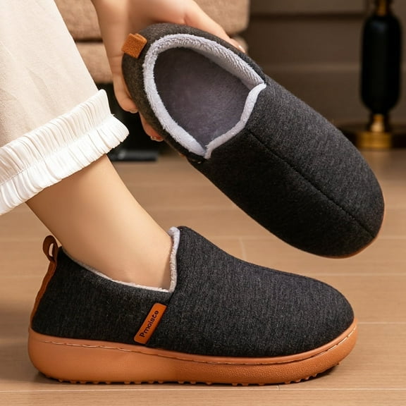 Pmoiste Women's Memory Foam House slippers Closed Back Comfy Warm Plush Winter Wedge Slipper