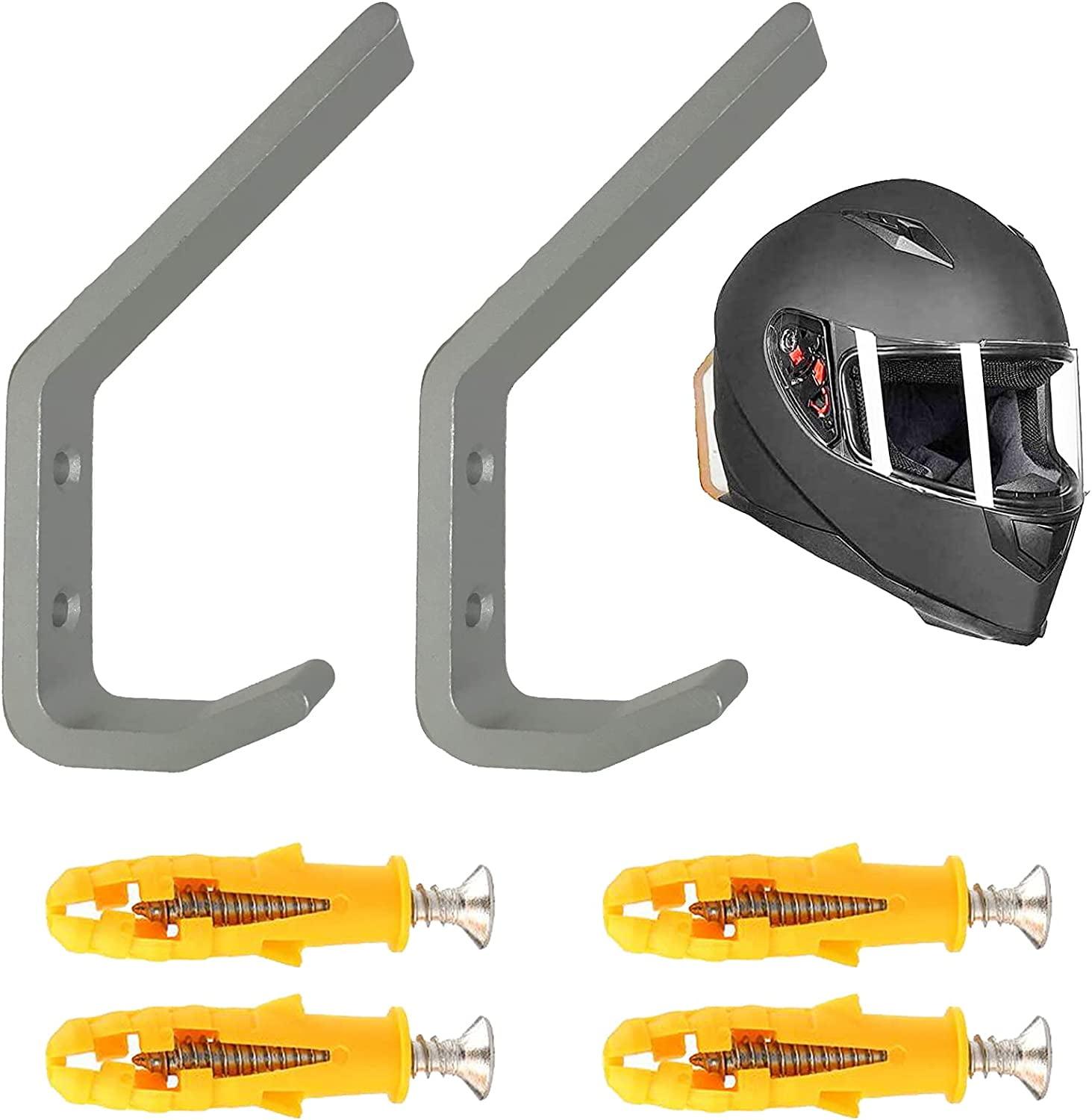 Helmet Storage Rack Sign Pmsanzay 2/PK Helmet Holder Hook, Sturdy Helmet Display Rack, Wall ...