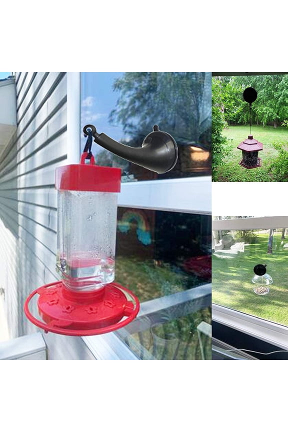 Strong Window Suction Cups Hanger Hook for Bird Feeders and Wind Chimes, Pet Water Drinker Dispenser Cage, Bird House Feeder Hanging Bracket - No Bird Feeder
