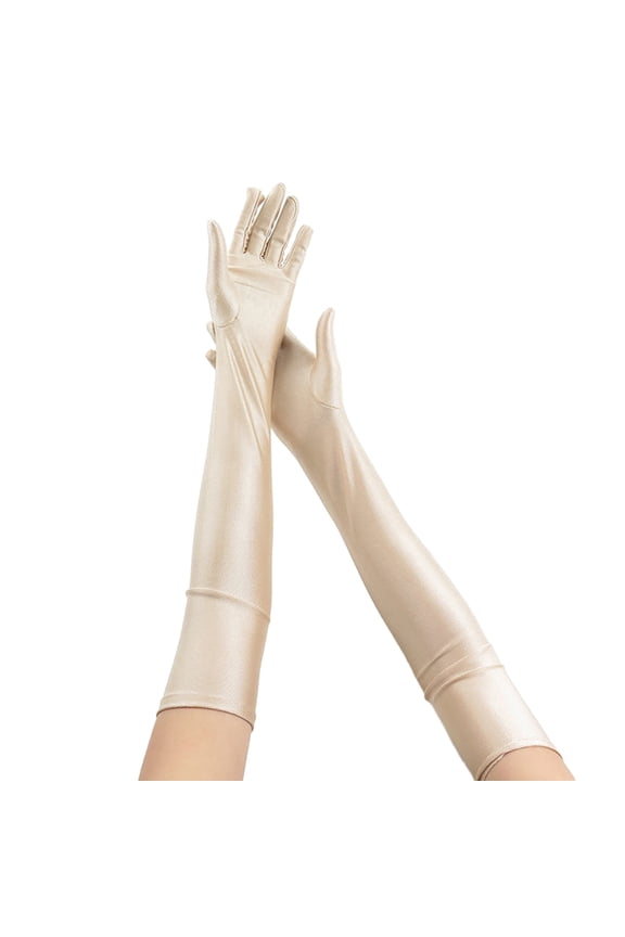 1 Pair Gloves Full Fingers Elastic Smooth Soft Breathable Elbow Length Bride Wedding Party Stage Show Performance Cosplay Gloves