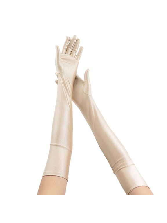 1 Pair Gloves Full Fingers Elastic Smooth Soft Breathable Elbow Length Bride Wedding Party Stage Show Performance Cosplay Gloves