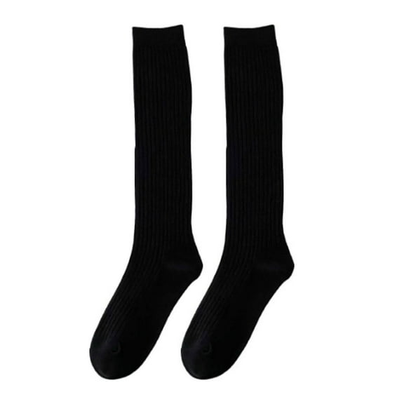 Pnellth 1 Pair Japanese Style Ribbed Elastic Knee Socks Girls Autumn Winter Solid Knitting Tube Socks