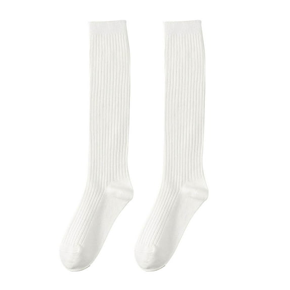 Pnellth 1 Pair Japanese Style Ribbed Elastic Knee Socks Girls Autumn Winter Solid Knitting Tube Socks