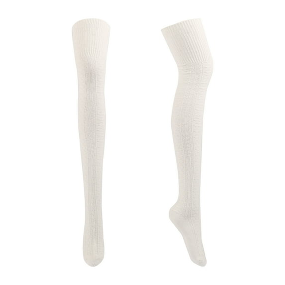 Pnellth 1 Pair Women Socks Jacquard Thigh High Over Knee Stockings Stretchy Japanese Style Autumn Winter Socks for Daily Wear