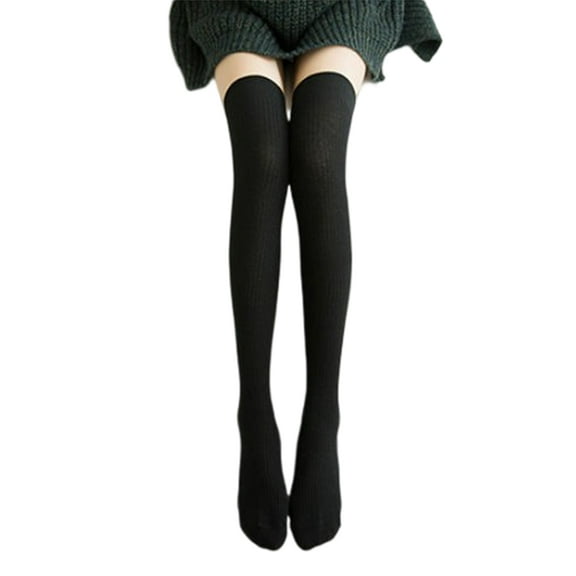 Pnellth 1 Pair Women Socks Vertical Stripe Thigh High Long Tube Spring Autumn Good Stretch Beauty Leg Stockings Streetwear