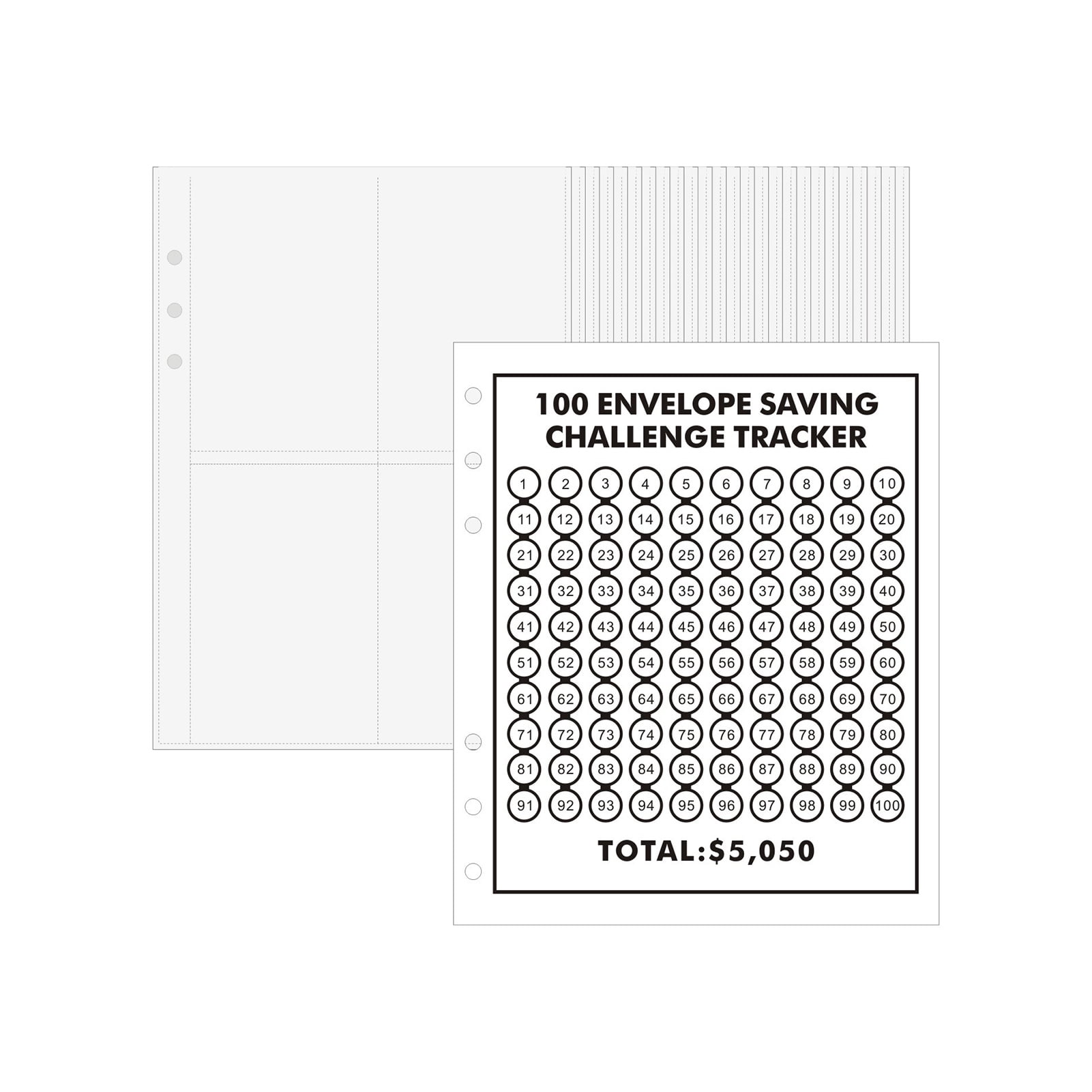 Pnellth 1 Set Money Saving Binder Kit 100 Day Money Saving Challenge