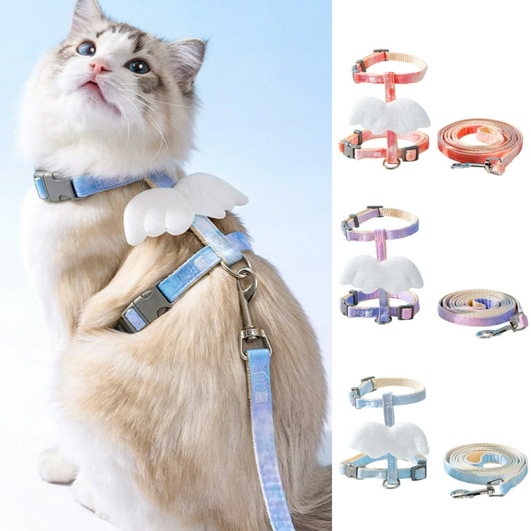 Pnellth 1 Set Pet Harness Leash Buckle Design Adjustable No Constraint Anti escape I shaped Angel Wings Cat Dog Harness And Leash Set