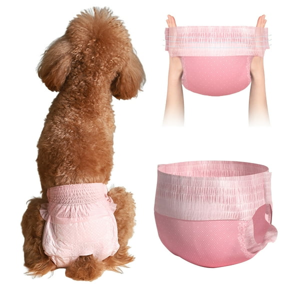 Pnellth 10Pcs Stretchy Dog Diapers with Tail Hole Super Absorbent Female Puppy Diapers for Incontinence Heat Period Training