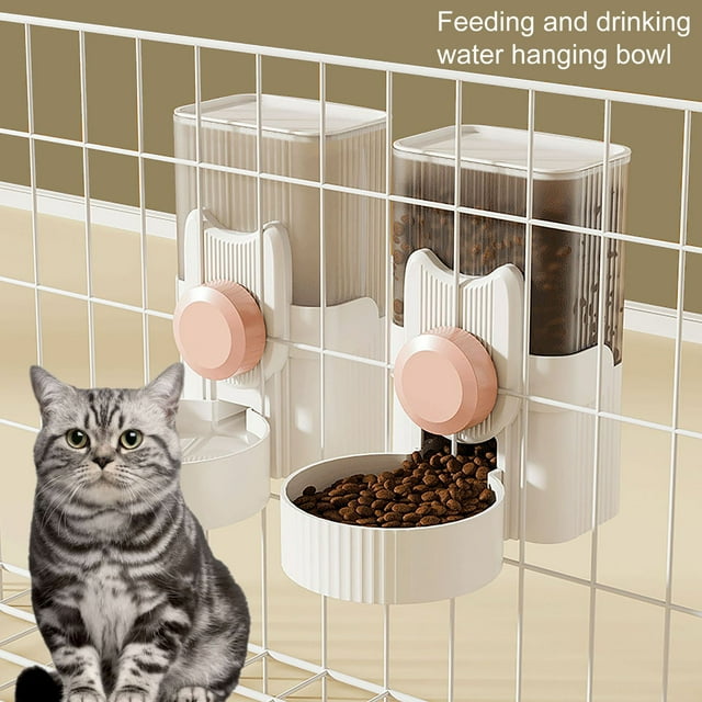 Pnellth 1L Pet Feeder Automatic Pet Food/Water Dispenser Cage Hanging