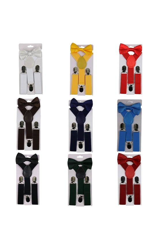 2Pcs/Set Suspender Tie Candy Color Y-Shape Boys Girls Adjustable Suspender Bow-knot Tie for Daily Wear