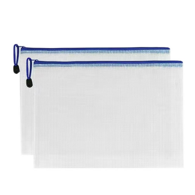 Pnellth 2Pcs Transparent Waterproof File Bags A4 A5 File Holder Mesh Pockets Vibrant Color Plastic Storage Bags with Handle Rope