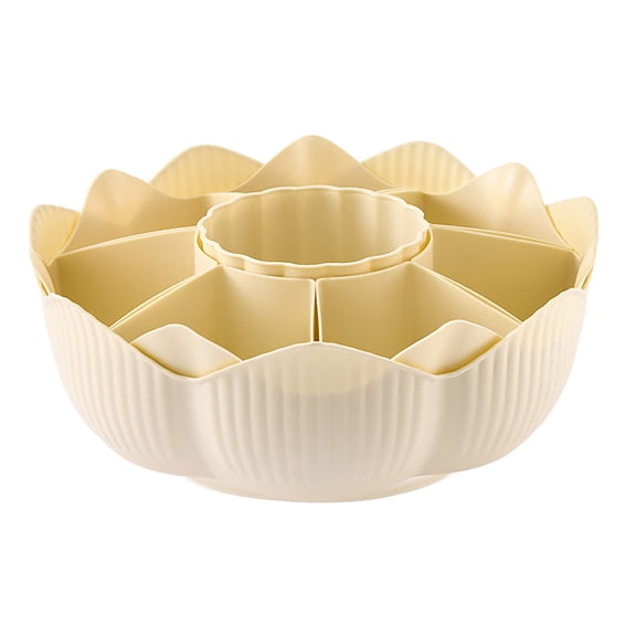 Pnellth 360 Dgree Rotatable Serving Tray 8 Dividers Detachable Hot Pot Serving Bowl Draining Food Tray for Snacks Relish Vegetable Fruit