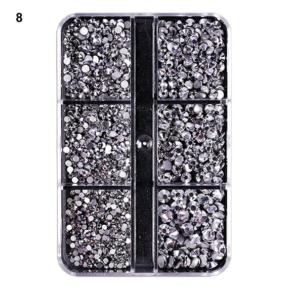 Pnellth 6 Grids/Box 1688Pcs Fingernail Ornament DIY Decorative Glass Nail Art Accessories Super Flash Rhinestone for Personal Use