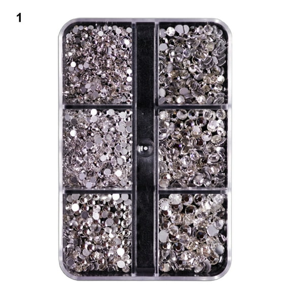 Pnellth 6 Grids/Box 1688Pcs Fingernail Ornament DIY Decorative Glass Nail Art Accessories Super Flash Rhinestone for Personal Use