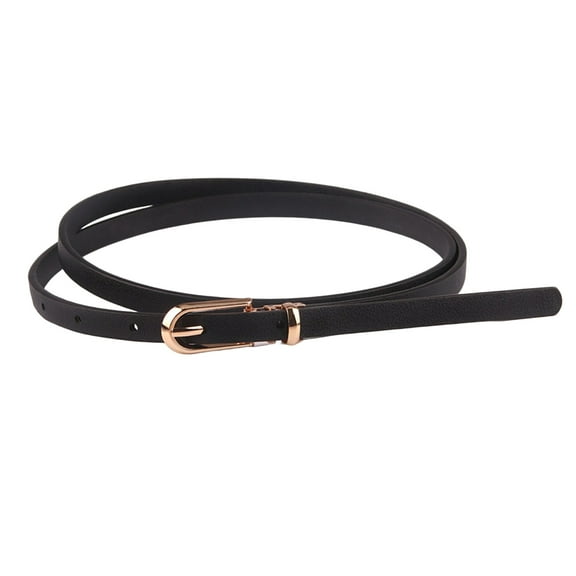 Pnellth Adjustable Multi Holes Women Belt Faux Leather Alloy Buckle Thin Belt Clothes Ornament