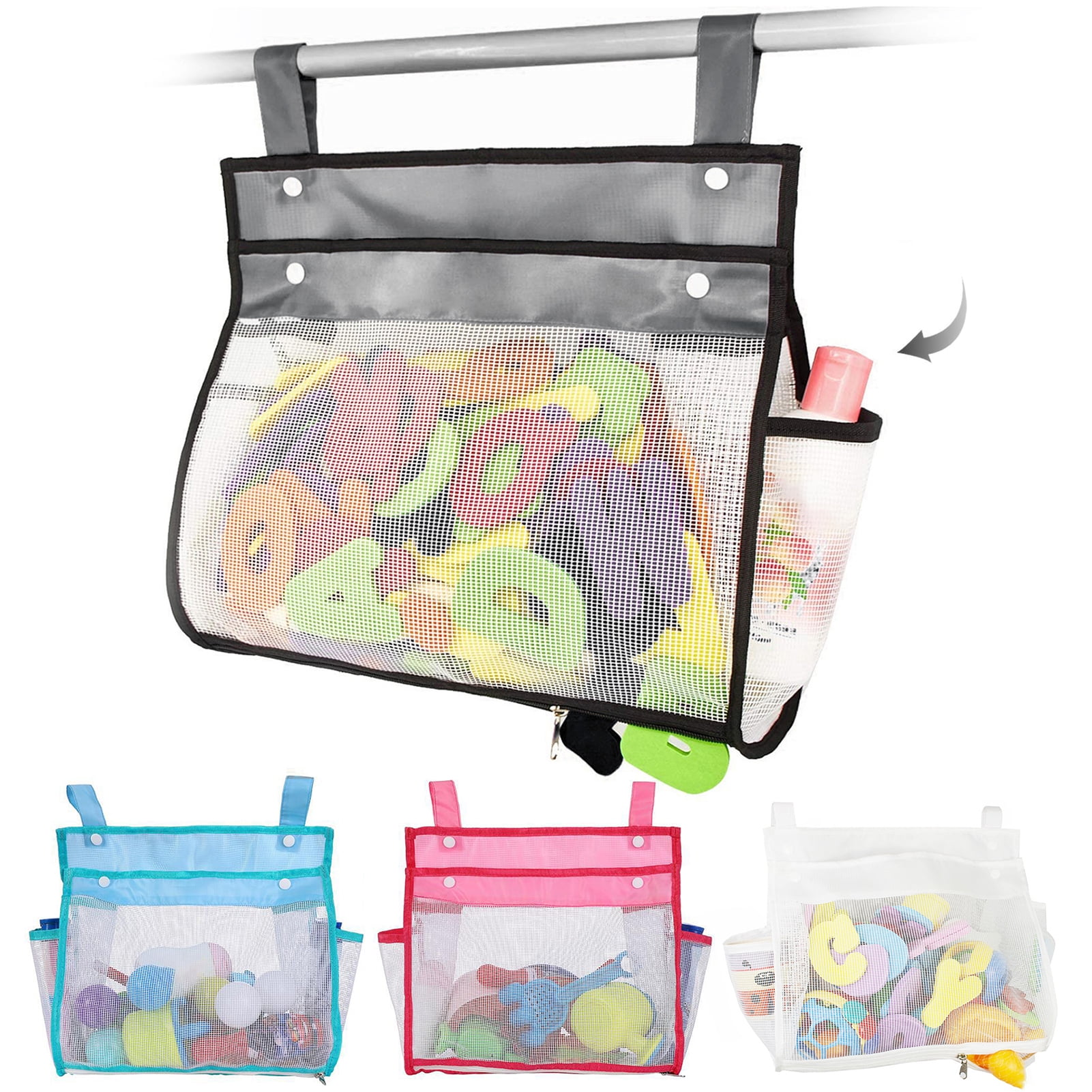 Pnellth Baby Bath Toy Organizer with Multiple Pockets Wide Opening Easy