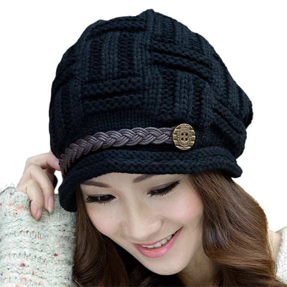 Pnellth Beanie Hat Belt Decoration Autumn Winter Windproof Warm Hat for Outdoor