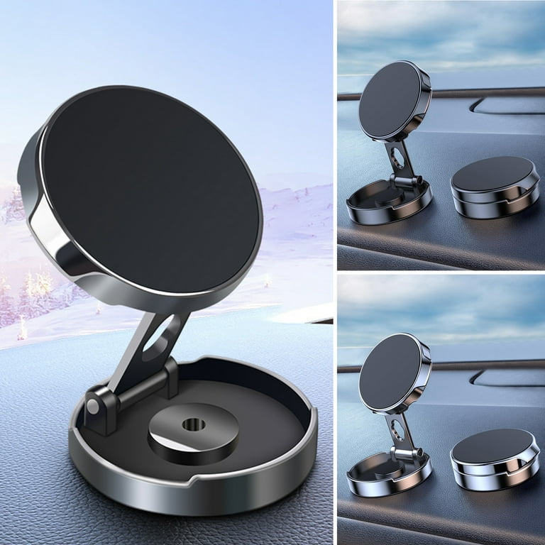 Pnellth Car Phone Holder Magnetic 360 Degree Rotation Round Foldable Height  Adjustable Auto Mobile Phone Mount Support Stand Phone Accessories 