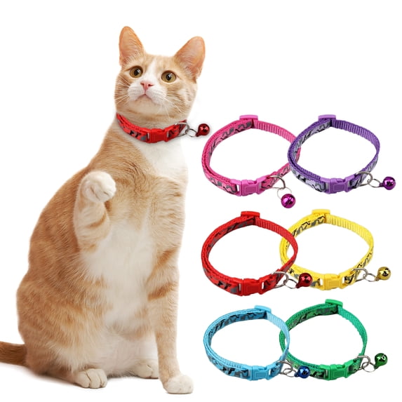 Pnellth Colorful Pet Collar with Bell Adjustable Dog Cat Collar for Puppies Kittens Stylish Camouflage Pattern DIY Pet Accessories
