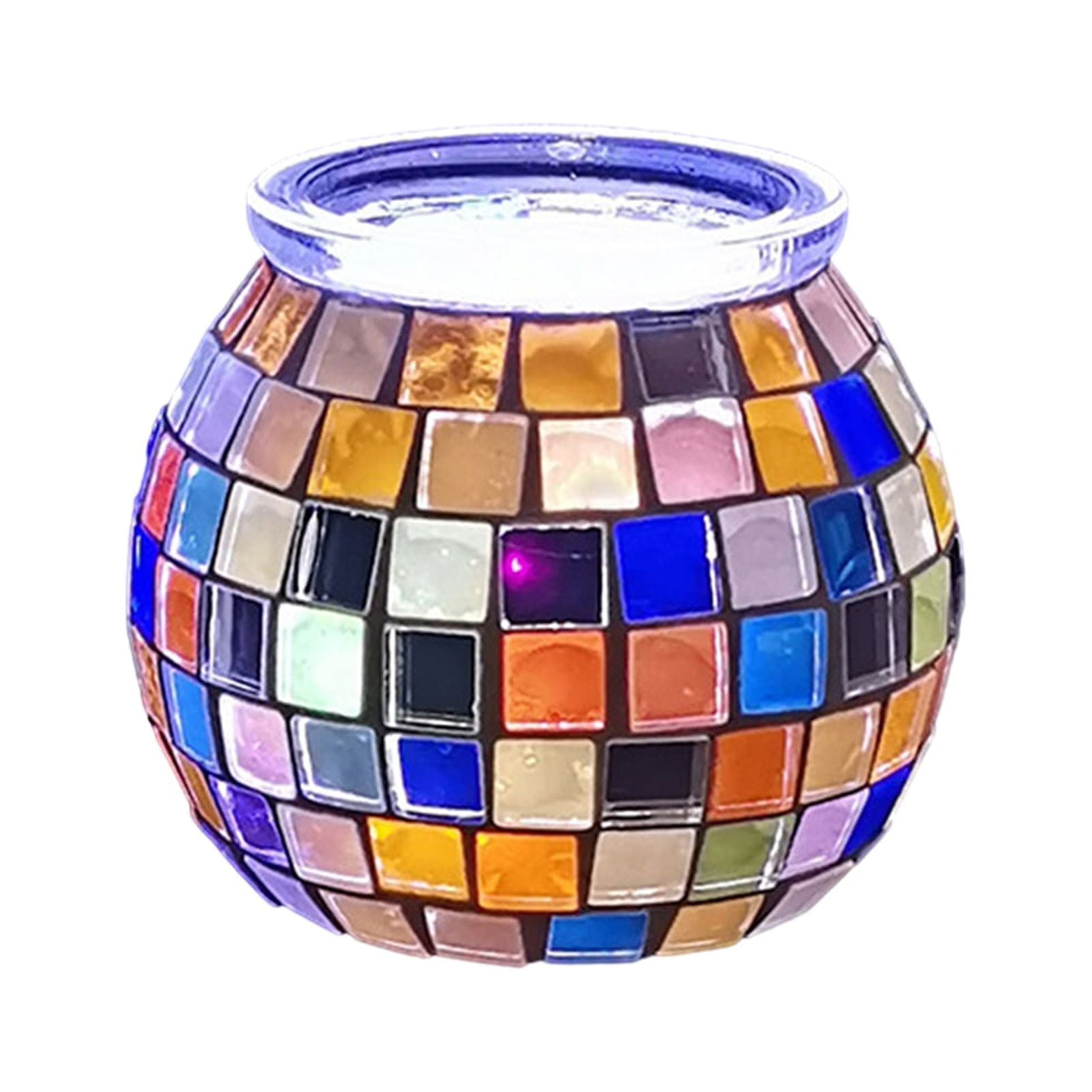 Pnellth DIY Mosaic Candle Holder Kit Fine Motor Skill Development Kids Craft Material Handmade Parent-Child Educational Toys