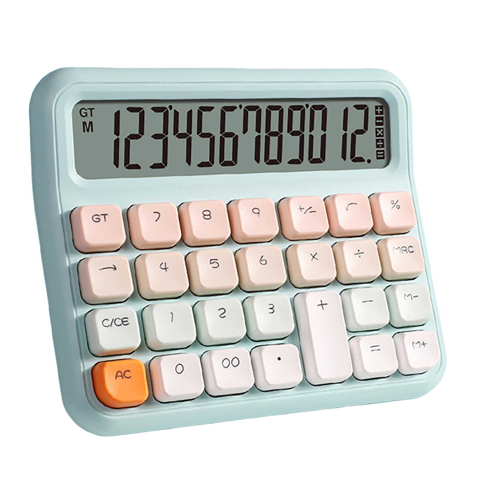Pnellth Desktop Calculator Voice/Silent Battery Operated 12 Digits Square Buttons Large LCD Display Portable Student Finance Calculator Office Supplies