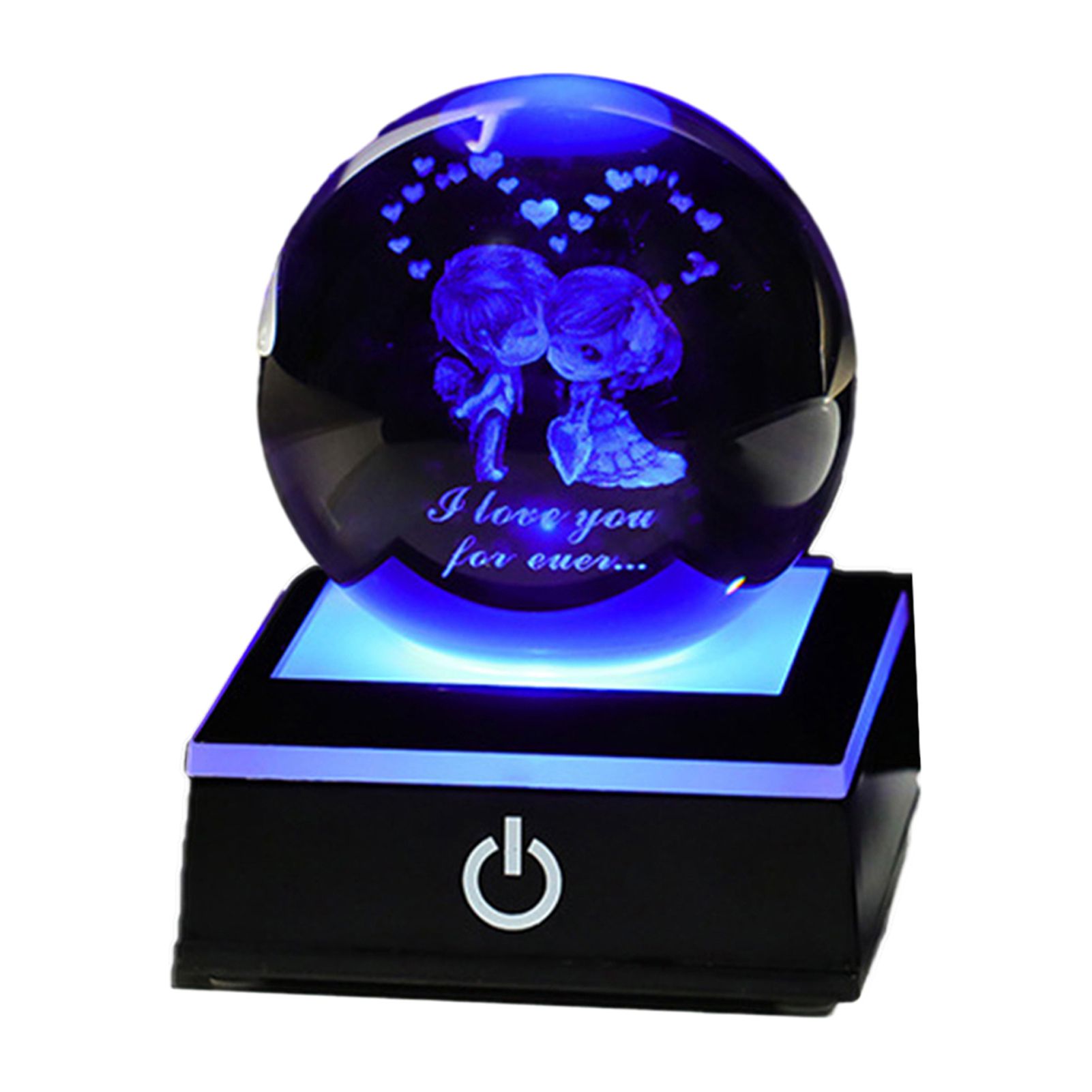 Pnellth Faux Crystal Ball Night Light with Black Base 3D Engraved