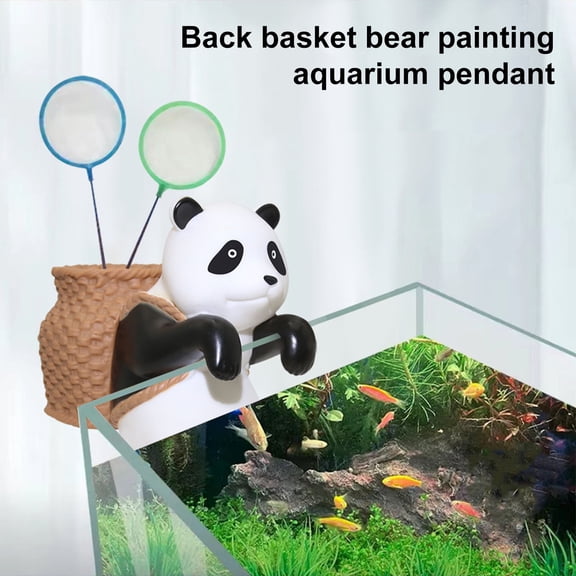 Pnellth Fish Tank Ornament Bamboo Panda Design Exquisite True Color Decoration Aquarium Desk Ornament