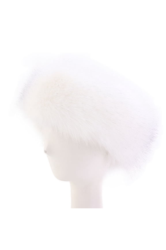 Ladies Winter Ski Hat Faux Fur Soft Fluffy Cozy Warm Unisex Thick Furry Headband Winter Outdoor Earwarmer Empty Top Elastic Anti-slip Ski Hat