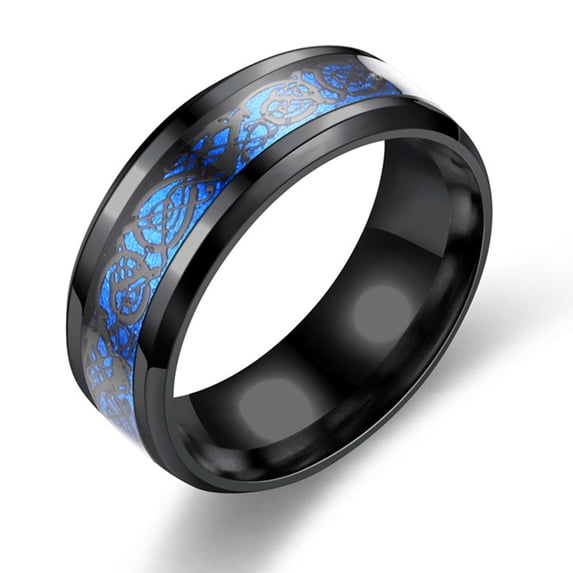 Pnellth Men Ring Glossy Simple Jewelry Accessory Dragon Pattern Glowing Ring for Dating