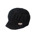 thumbnail image 1 of Pnellth Mid-aged Women Winter Hat Thickened Knitted Elastic Short Brim Heart Rhinestone Decor Pure Color Windproof Warm Head Protection Lady Cap, 1 of 8